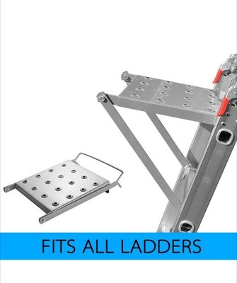 Ladder Work Platform Step Stool Accessory 400 lb Capacity Metal Stand Safety