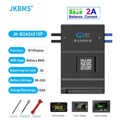 JK-B2A24S15P Smart BMS 8S-24S 150A Li-ion LiFePo4 LTO Akku BMS Active Balance 2A