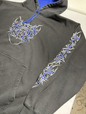 Vintage Y2K Dragonfly Pullover Hoodie Size XL Black Embroidered