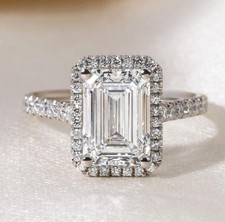 2.50tcw Emerald Lab Grown Diamond Engagement Ring Halo Pav Cathedral IGI Ce