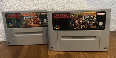 Super Nintendo SNES Donkey Kong Country 1 und 2 Spiele Module Top Zustand
