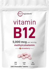Micro Ingredients Vitamin B12 | Methyl Active Form – 240 Chewable... 