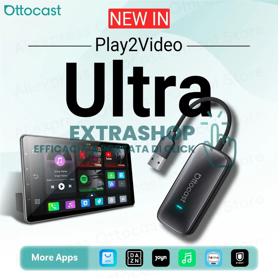 Ottocast Play2Video Ultra AI Box | Wireless CarPlay & Android Auto 2025