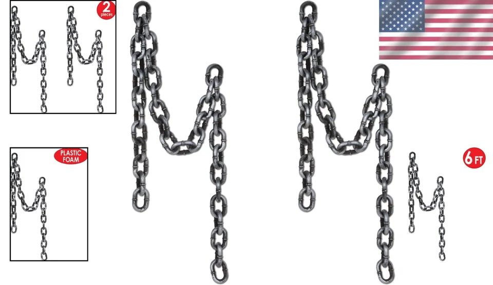 Juego de decoración de eslabones de cadena de plástico de 6 pies - Mejora tus temas de Halloween y piratas Foto 2 de 4