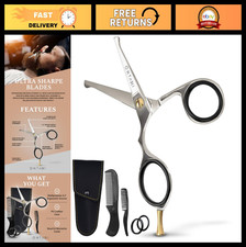 Beard Mustache Scissors Set with Combs for Men - 4.2" Silver Grooming Tools