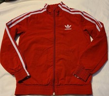 Vintage Adidas Youth S 9-10 Track Full Zip Jacket Red Trefoil Logo
