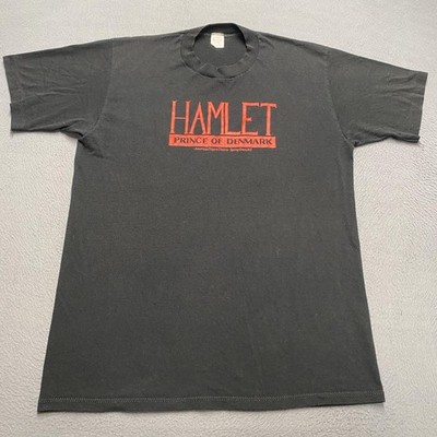 Vintage Hamlet Prince Of Denmark Shirt Mens Large Black Theatre Graphic 80s