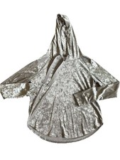 Betsy Johnson Performance Silver Crushed Velvet Hoodie Y2K Pop-Punk Top Size M