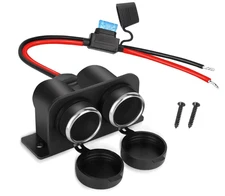 Cigarette Lighter Splitter With Waterproof Replacement Plug For Car Truck ATV RV