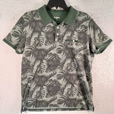 Goodfellow  Co Mens Tropical Dark Green Polo Size Medium Collar Short-Sleeve