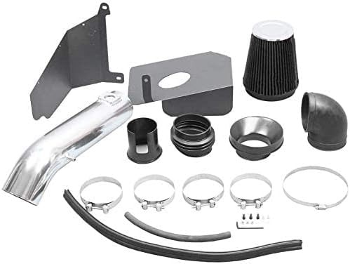 MOOSUN 4" Cold Air Intake & Heat Shield for 09-14 Silver &amp; Black 