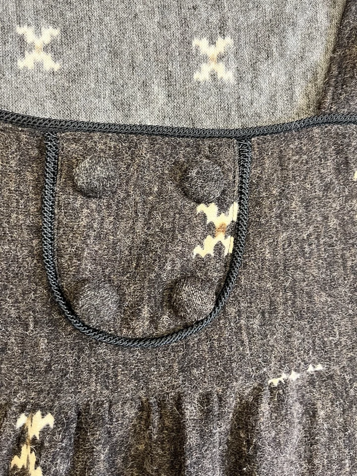 Vestido Hazel Anthropologie Talla Pequeña Marrón Cuello Cuadrado Manga Larga Mezcla Lana Foto 4 de 4