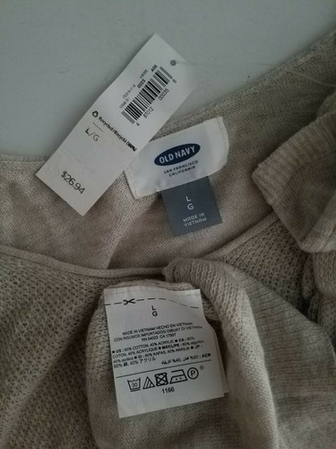 Women's Old Navy Cotton Acrylic Beige Lightweight Incredibly Soft Knit Sweater L - Picture 9 of 12