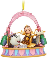 Cogsworth Lumiere Mrs. Potts Champagne Beauty and the Beast Disney Tree Ornament