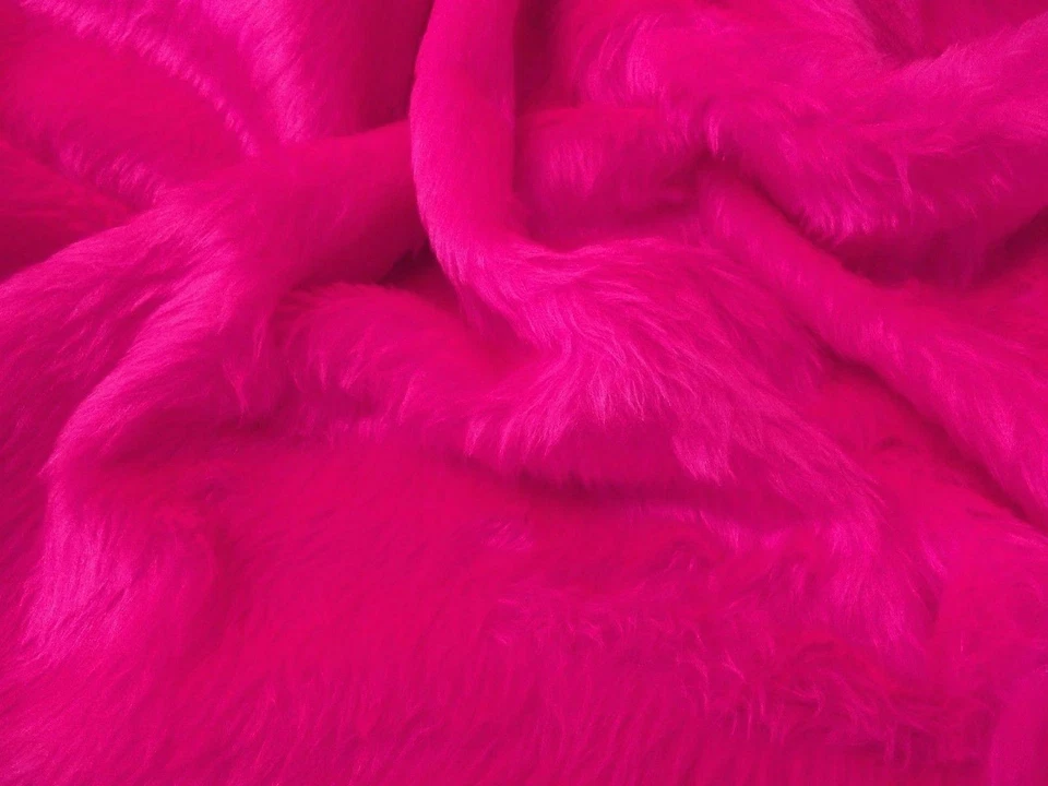 CRS FUR FABRICS Plain Fun Faux Fur Fabric Material - MAGENTA