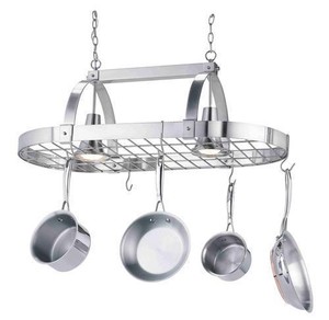 New San Savino 2 Light 36 Brushed Steel Ceiling Island Pot Rack