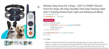 Wireless Dog Fence System for 2 Dogs, Dog training Collar