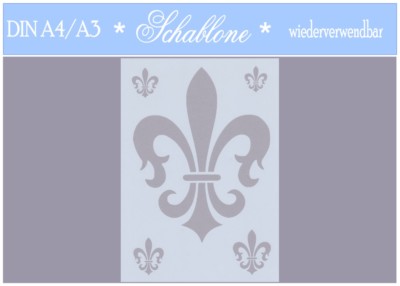 Schablone-Vintage-Shabby-A4-A3-French-Fleur de Lis-Lilie-7130
