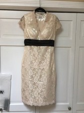 New izilady dress - champagne lace with black sash, size 2 