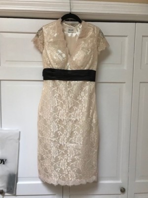 New izilady dress - champagne lace with black sash, size 2 | eBay