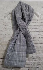 A New Day Plaid Reversible Pull Through Puffer Scarf Black/White/Purple