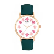Toff London TLWS-59344 Ladies Pink Hibiscus Flower Indices Watch