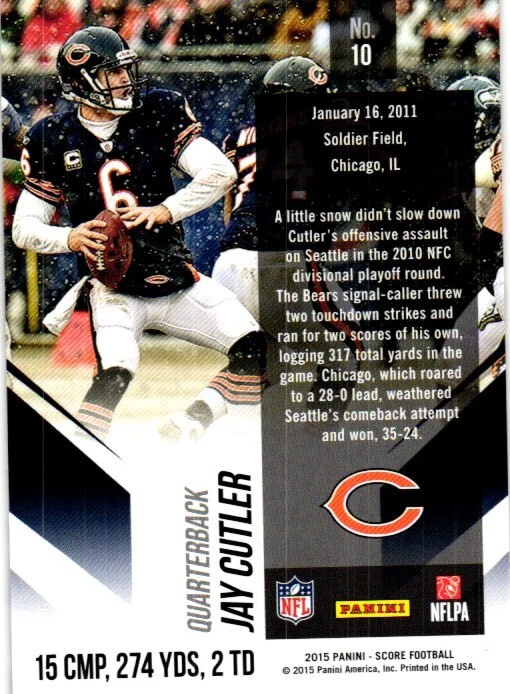 2015 Score #10 Jay Cutler The Great Outdoors Night Camo - Image 2 of 2