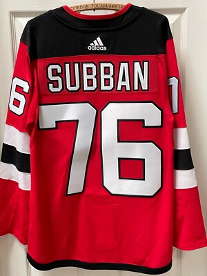 New Jersey Devils #76 PK Subban NHL Adidas Hockey Jersey Sz 46 with Strap  NEW