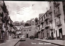 TROINA  B/N VIAGGIATA 1968   PIAZZA GARIBALDI CON AUTO