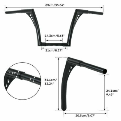 MPW Lenkstange 1-1/4''12'' Rise Fat Ape Hanger für Cruiser Motorrad