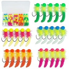Crappie Jigs Fishing Lures Kit 25PCS Marabou Jigs Fishing Hooks Assortment Ba...