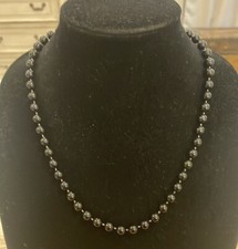 Vintage Black Beaded Choker Collar Statement Necklace