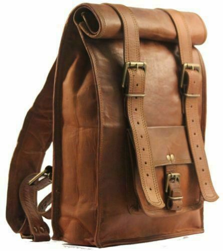 Vintage Genuine Leather Laptop Backpack for Men Travel Rucksack Satchel-image