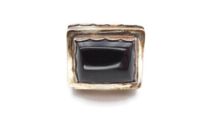 Vintage Silver Square Onxy Ring 925 Silver Square Black Onyx Ring