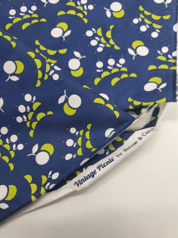 Bonnie & Camille Fabric Vintage Picnic Moda Polka Dot Navy Sew Quilt ONE YARD - Image 2 of 2