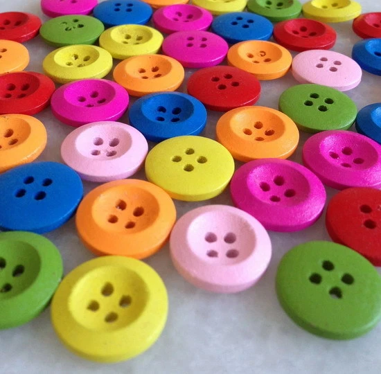 100Pcs Mixed Color Round shape Wood 4 Holes Sewing Buttons Scrapbooking Znk208 - Image 2 of 4