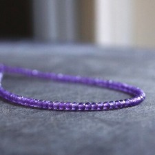 Dainty 2-3MM Amethyst Faceted Round Gemstone Beads Necklaces 24'' Girls  Women
