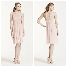 DAVID’S Bridal Dress Womens 4 Pink One Shoulder Bridesmaid