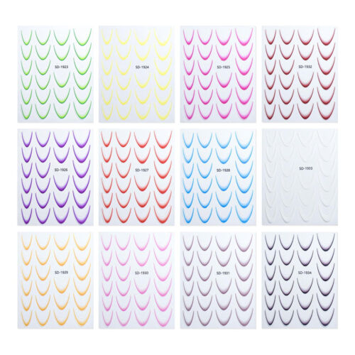 12pcs French Tip Nail Stickers Manicure Wrap Stickers Gradient Nail Decals