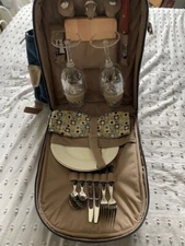 Picnic Time “The Caddy” Insulated Backpack Picnic Cooler with Accessories Blue