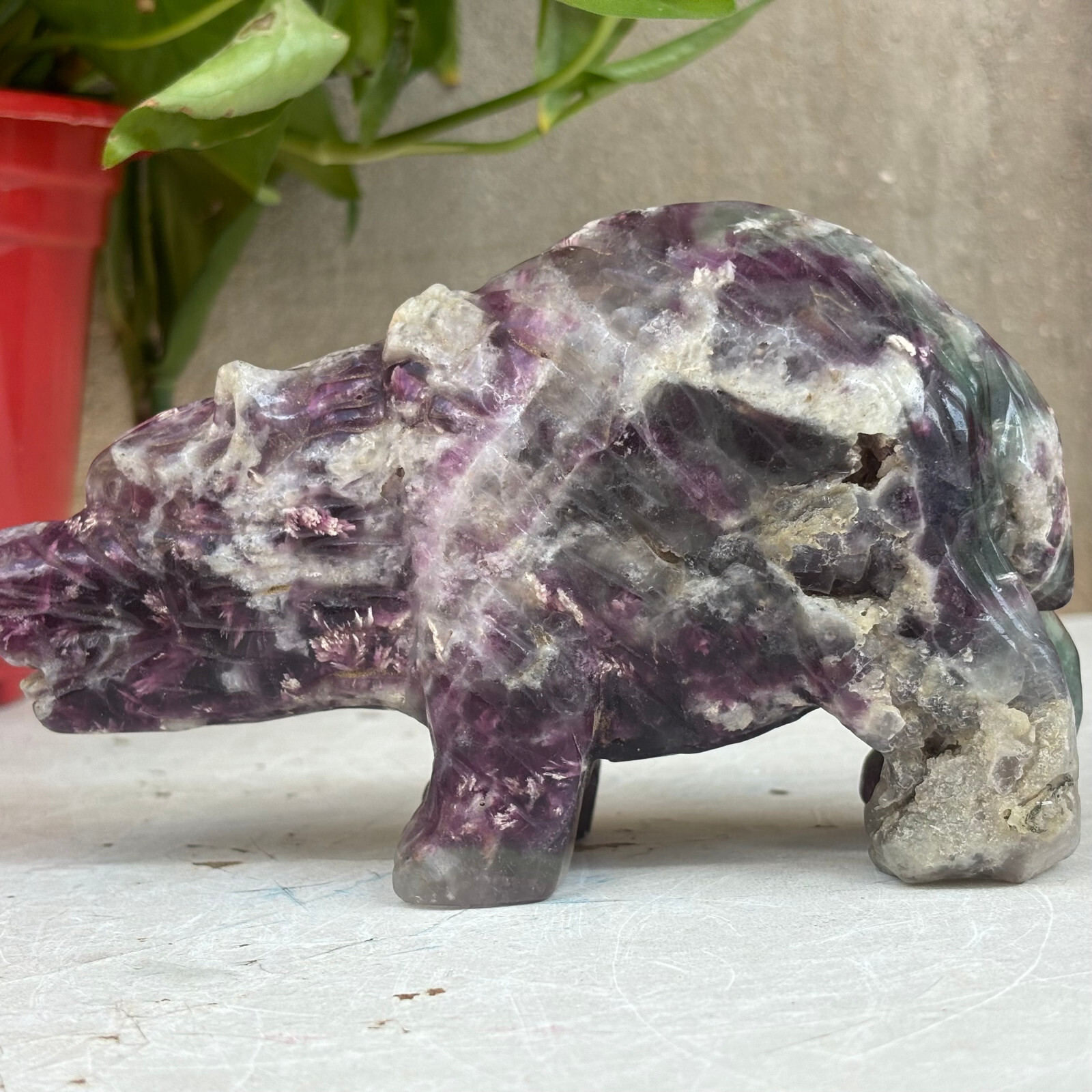 60g Natural Fluorite Crystal Hand-Carved Wild Boar Raw Stone