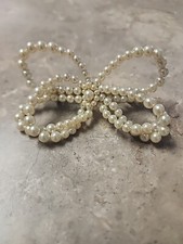 Vintage Faux Pearl Hair Barrett - 4  Cream W/ Gold Toned Center Beads