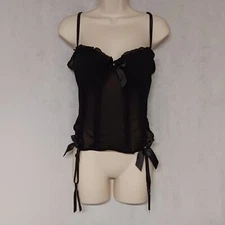 Black Corset With Garters XL Padded Cups Seven Til Midnight