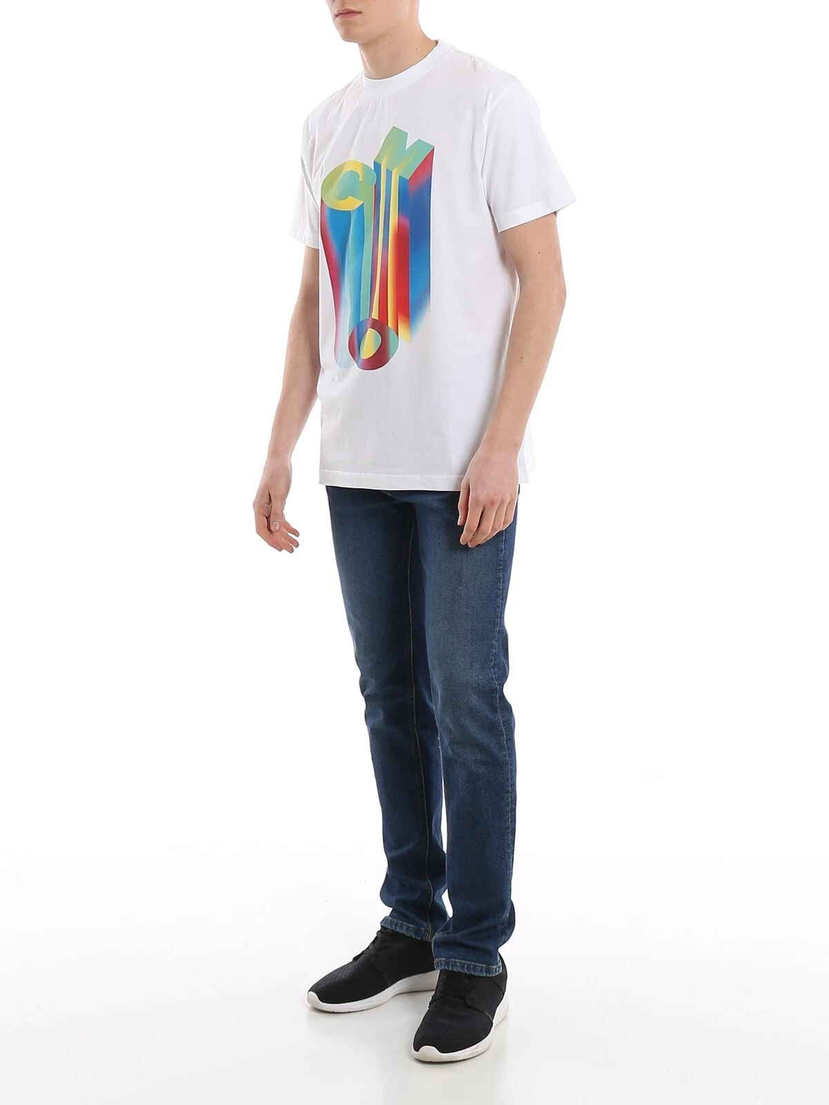 T Shirt Marcelo Burlon Bianca Arcobaleno Contea di Milano Logo Taglia S SS20 $320