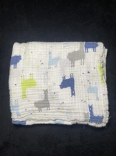 Chickpea Baby Blanket Llama Blue Gray Green Alpaca White Muslin Swaddle Lovey