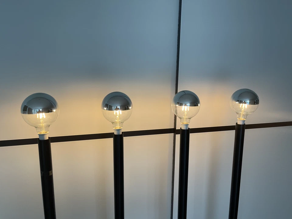 Ligne Roset Floor Lights x 4. hardly used, dimmable with mirror globe bulbs - Image 4 of 4