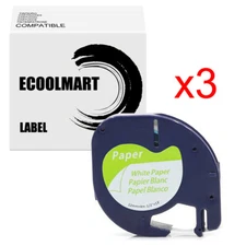 3PK Compatible Dymo 91200 91330 Label Tape Black On White Paper LT-100H 100T