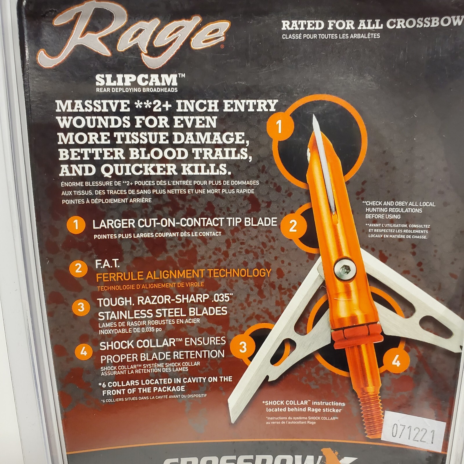 Rage CrossbowX Slipcam Rear Deploying Broadheads, 2Blade,100 Grain