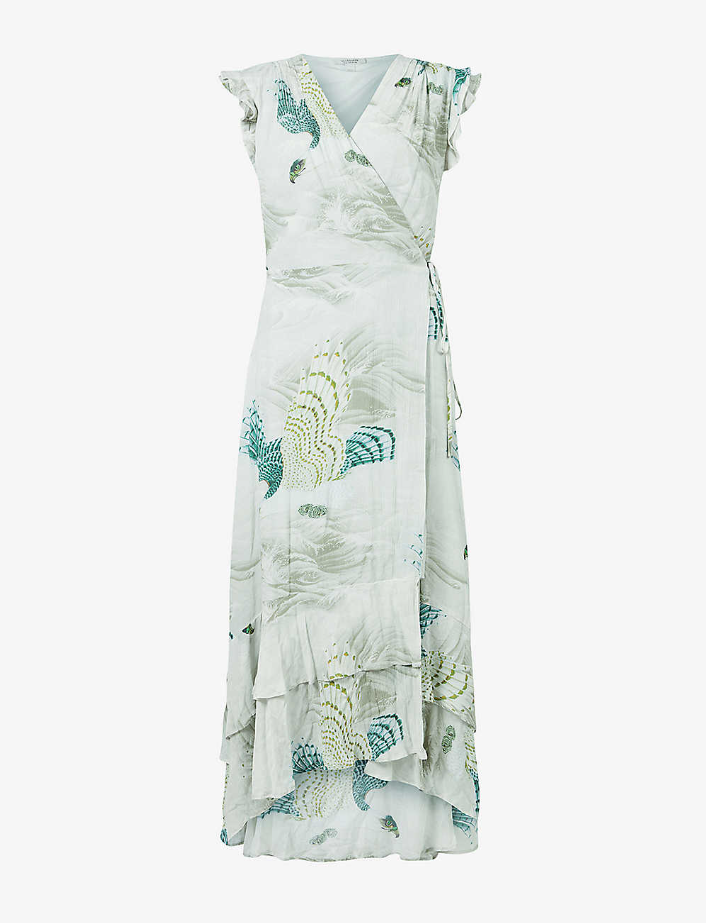 green emerald velvet dress AllSaints