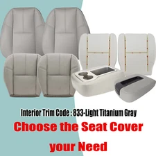 For 2007-2014 GMC Sierra 1500 2500 Front Bottom/Top Leather Seat Cover Gray/Foam